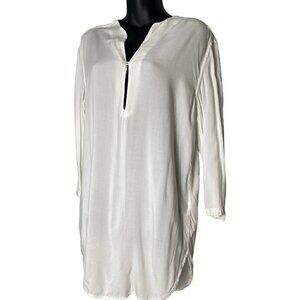 ASOS White Long Line Tunic Blouse, Minimalist, Chic Swim Cover-Up, Flowy